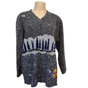 VTG‎ Winnie the Pooh Eeyore Winter Sweater Size Medium Disney Cozy